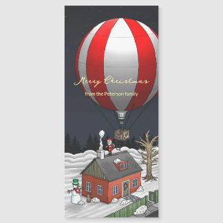 Santa Claus flying with a hot air balloon Magnetkarte