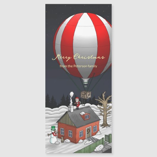 Santa Claus flying with a hot air balloon Magnetkarte (Vorderseite)