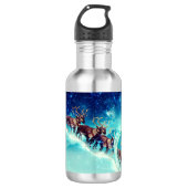 Santa Claus Flying with Reindeer Edelstahlflasche (Vorderseite)