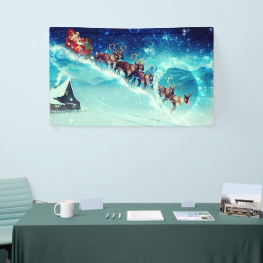 Santa Claus Flying with Rentier Banner (Messeveranstaltung)