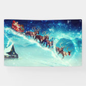 Santa Claus Flying with Rentier Banner (Horizontal)