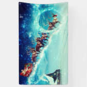 Santa Claus Flying with Rentier Banner (Vertikal)