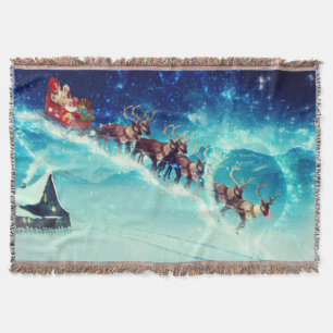 Santa Claus Flying with Rentier Decke