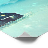 Santa Claus Flying with Rentier Poster (Ecke)