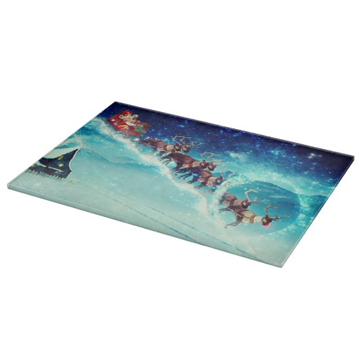 Santa Claus Flying with Rentier Schneidebrett (Ecke)
