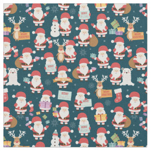 Santa Claus & Friends Pattern Stoff