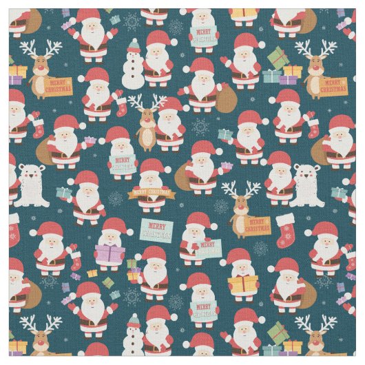 Santa Claus & Friends Pattern Stoff (Nahaufnahme)