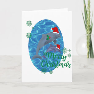 Santa Claus frohe Weihnachtsdelfine Feiertagskarte