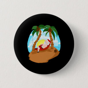 Santa Claus Frory Christmas Beaches Palm Tree Trip Button