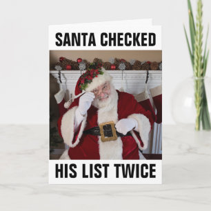 SANTA CLAUS FUNNY CHRISTMAS CARDS, NAUGHTLIST CA KARTE