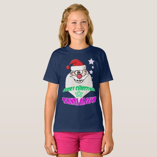 Santa Claus Funny Girl T - Shirt (Vorne ganz)