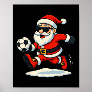 Santa Claus Fußball Sport Weihnachten Schnee X Poster