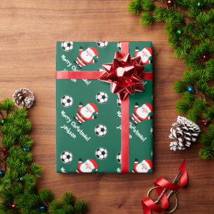 Santa Claus Fußballspieler Cartoon Weihnachten Geschenkpapier