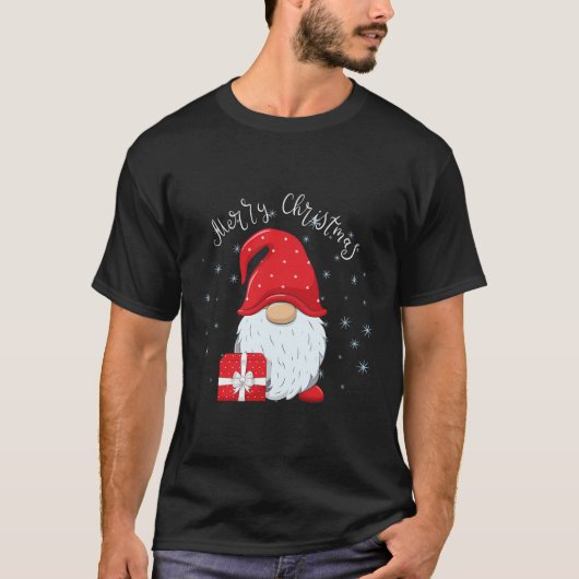 Santa Claus Garden Gnome Frohe Weihnachtsjunge Mäd T-Shirt (Vorderseite)