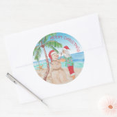 Santa Claus Gebäude Sandy Snowman Weihnachten Runder Aufkleber (Umschlag)