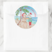 Santa Claus Gebäude Sandy Snowman Weihnachten Runder Aufkleber (Tasche)