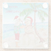 Santa Claus Gebäude Snowman am Strand Glasuntersetzer (Rückseite)