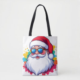 Santa Claus Gesicht mit Farbklecksen Weihnachten Tasche