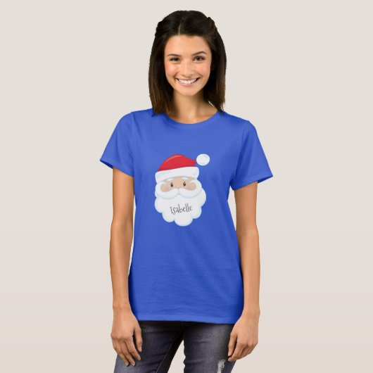 Santa Claus Gesicht mit Namen auf Bart T-Shirt (Vorne ganz)
