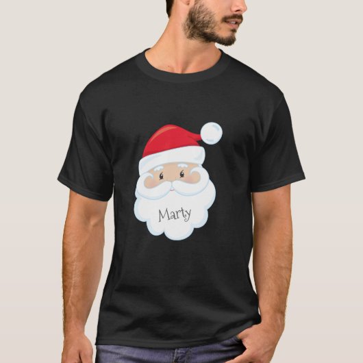 Santa Claus Gesicht mit Namen auf Bart T-Shirt (Vorderseite)