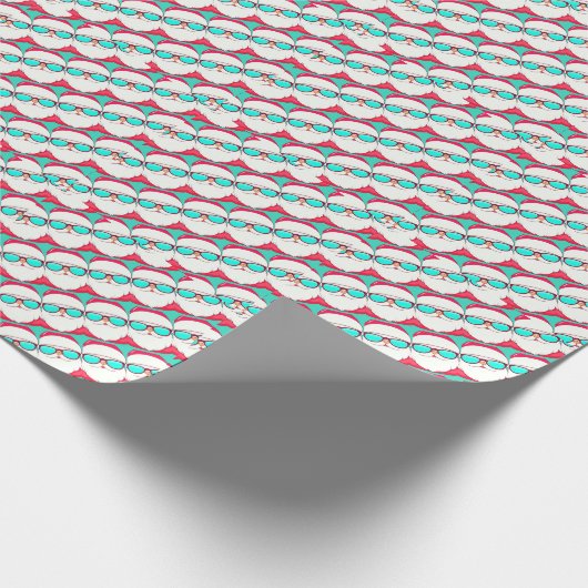 Santa Claus Gesicht mit Sonnenbrille Geschenkpapier (Ecke)