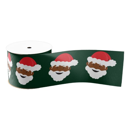 Santa Claus Gesicht Red Green Brown Weihnachten Ripsband (Spule)