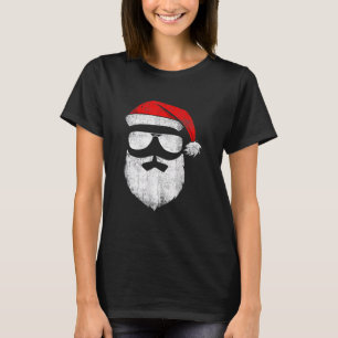 Santa Claus Gesicht Sonnenbrille mit Hut Bart Weih T-Shirt
