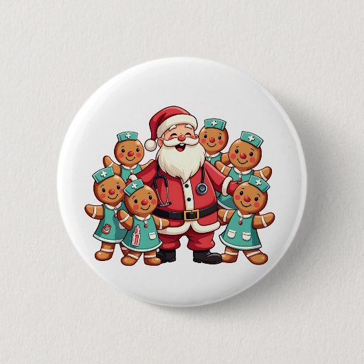 Santa Claus Gingerbread Krankenwagen Button (Vorderseite)