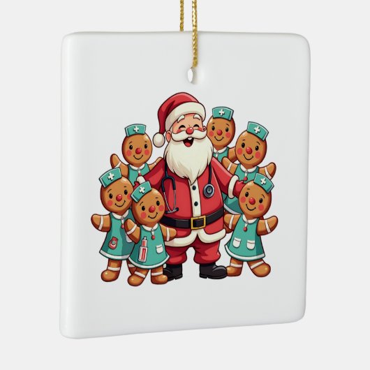 Santa Claus Gingerbread Krankenwagen Keramikornament (Rechts)