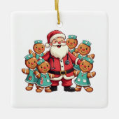 Santa Claus Gingerbread Krankenwagen Keramikornament (Vorderseite)