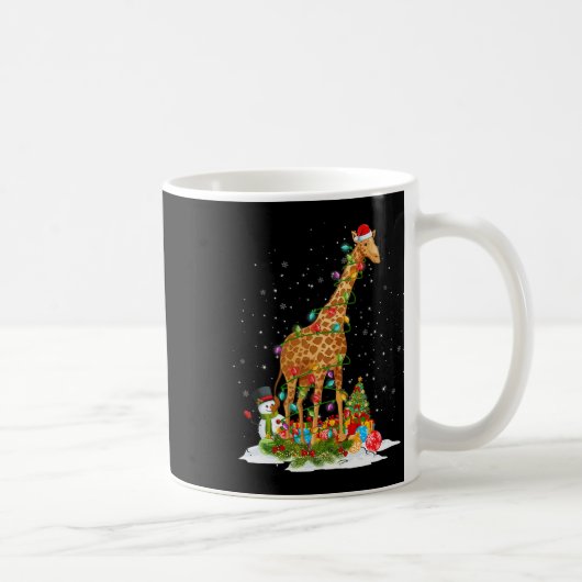 Santa Claus Giraffe Xmas Tree Lights Frohe Weihnac Kaffeetasse (Rechts)
