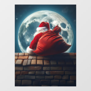 Santa Claus glänzt den Schornstein hinunter Fensteraufkleber