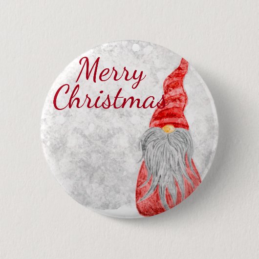 Santa Claus Gnome auf dem Snowy Field Button (Vorderseite)
