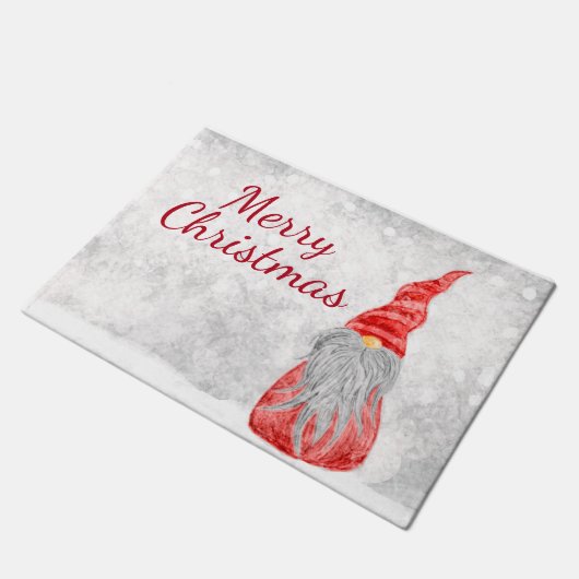 Santa Claus Gnome auf dem Snowy Field Fußmatte (Schrägansicht)