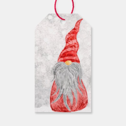 Santa Claus Gnome auf dem Snowy Field Geschenkanhänger (Rückseite)