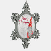 Santa Claus Gnome auf dem Snowy Field  Schneeflocken Zinn-Ornament (Links)
