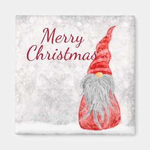 Santa Claus Gnome on Snowy Field  Magnet