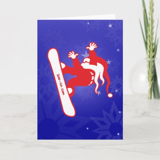 Santa Claus Goes Snowboarding! Feiertagskarte (Vorderseite)