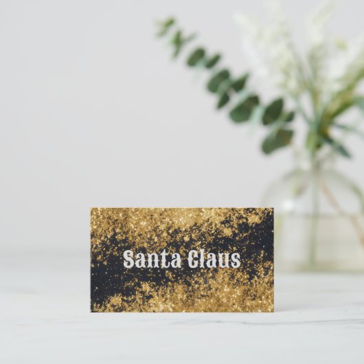 Santa Claus Gold Black Glitzer Business Card Visitenkarte (Stehend Vorderseite)