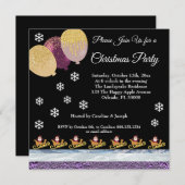 Santa Claus Gold Glitzer Party Balloons Weihnachte Einladung (Vorne/Hinten)