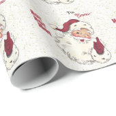 Santa Claus Gold Glitzer Personalisiert Weihnachte Geschenkpapier (Rolleneckpunkt)
