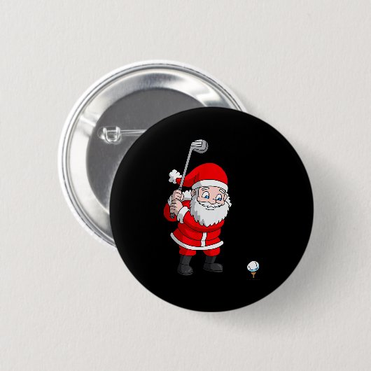 Santa Claus Golf Christmas Golfer Golfing Button (Vorne & Hinten)