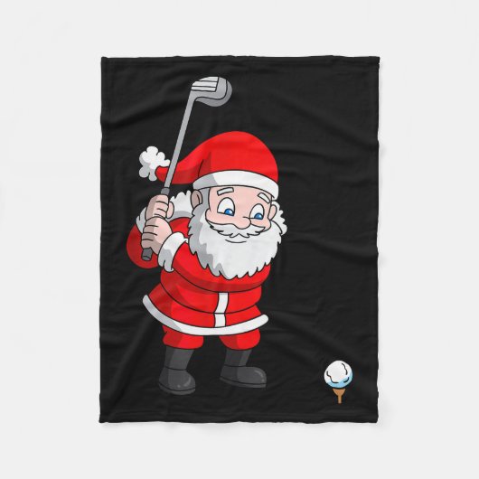 Santa Claus Golf Christmas Golfer Golfing Fleecedecke (Vorderseite)