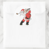Santa Claus Golf Runder Aufkleber (Tasche)