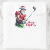 Santa Claus Golf während der Ferienzeit Quadratischer Aufkleber (Tasche)