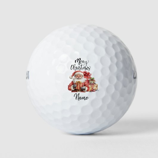 Santa Claus Golfen mit Weihnachtsgeschenk für Golf Golfball (Vorderseite)