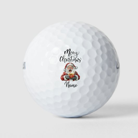 Santa Claus Golfen mit Weihnachtsgeschenk für Golf Golfball (Vorderseite)
