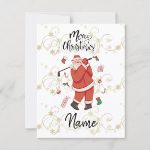 Santa Claus Golfen mit Weihnachtsgeschenk für Golf Karte