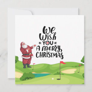 Santa Claus Golfer Frohe Weihnachten am Golfplatz Karte