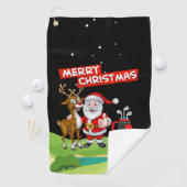Santa Claus Golfer Frohe Weihnachten auf grün Golfhandtuch (Insitu)